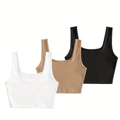 3 Pack Crop Tank Tops Y2K Sleeveless Tank Tops For Summer Women's Clothing