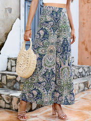 Paisley Print Wide Leg Pants High Waist Vacation Pants