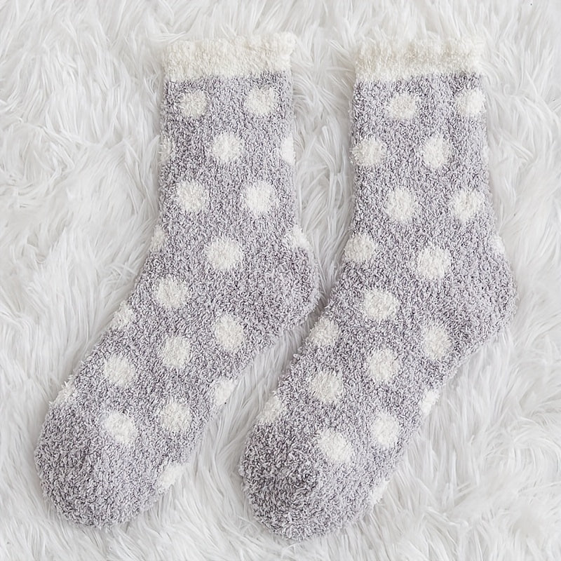 Polka Dot Fuzzy Socks Warm Mid Tube Women's Stockings