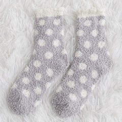 Polka Dot Fuzzy Socks Warm Mid Tube Women's Stockings