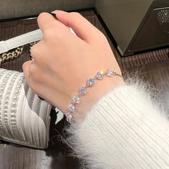 Sparkling Zircon Bracelet Silver Plated Ornament
