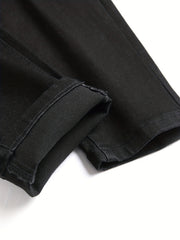 Slim Fit Ripped Jeans Men's Casual Street Style Medium Stretch Denim Pants