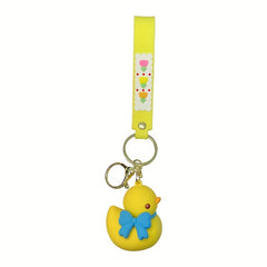 Cartoon Duck Keychain Pendant with Silicone Strap