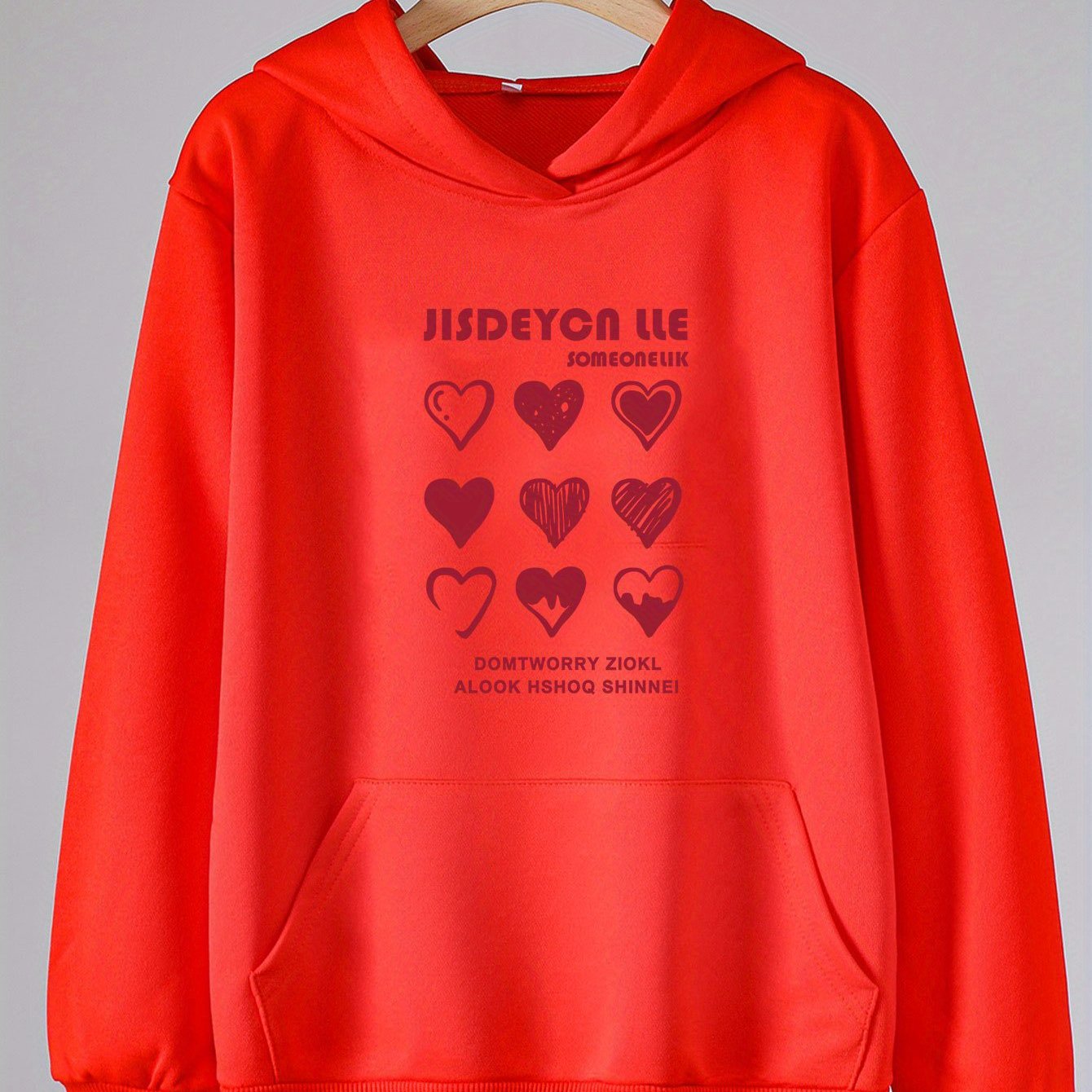 Heart Graphic Hoodies Girls Comfy Hooded Sweatshirt With Pocket