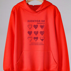 Heart Graphic Hoodies Girls Comfy Hooded Sweatshirt With Pocket