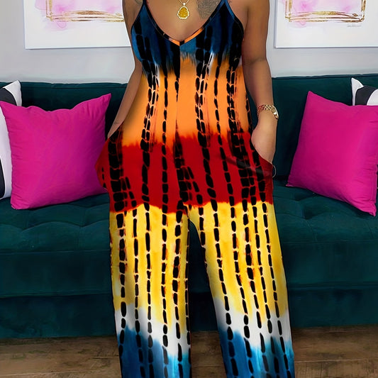 Tie Dye Wide Leg Jumpsuit Cami Boho Style