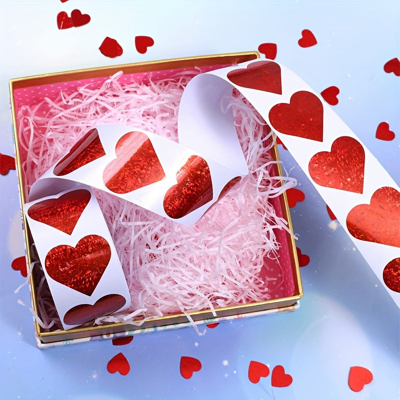 500pcs Red Sparkle Heart Stickers Wedding Decor Scrapbooking Adhesive