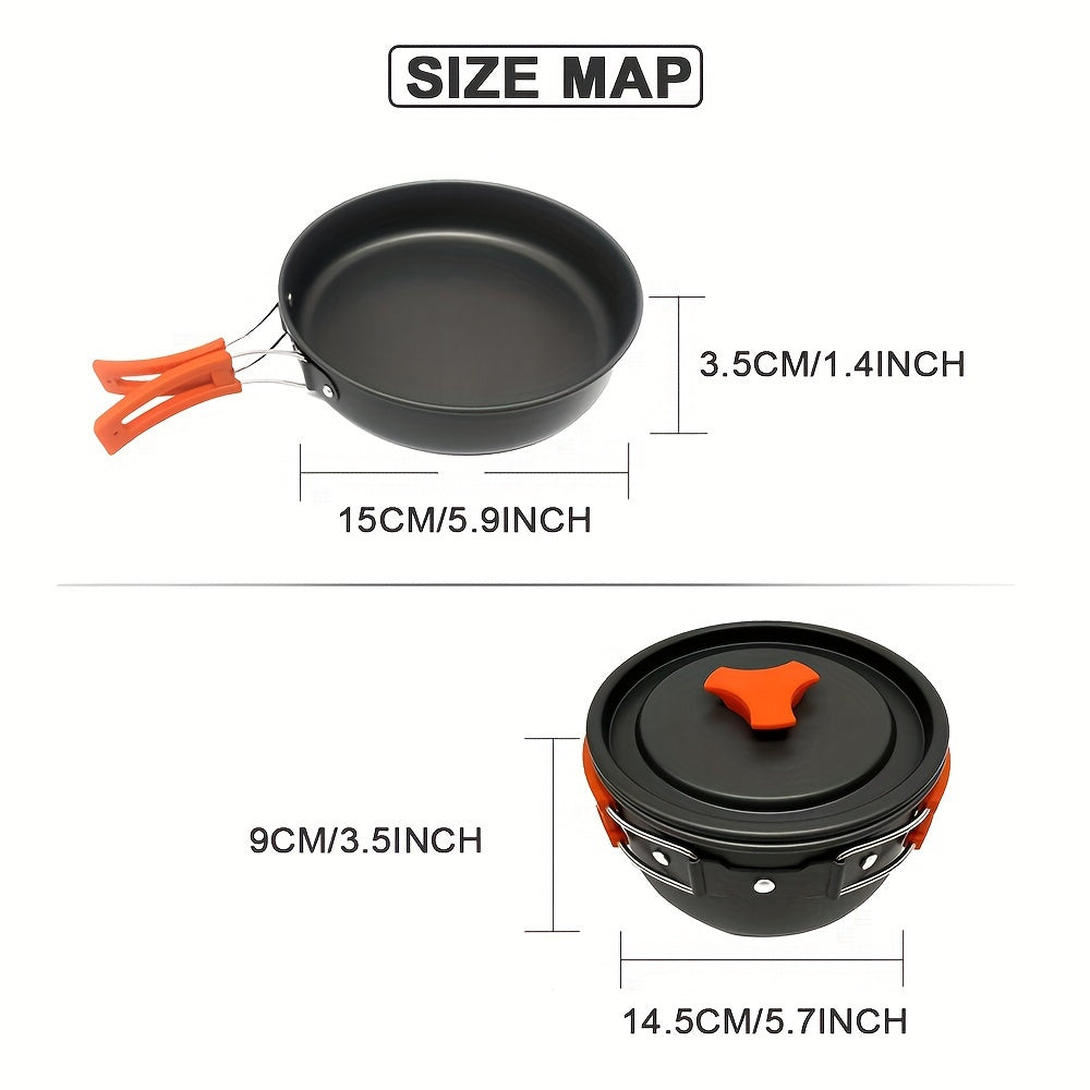 Stainless Steel Camping Cookware Set for 2-3 People, Non Stick, Foldable