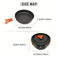 Stainless Steel Camping Cookware Set for 2-3 People, Non Stick, Foldable