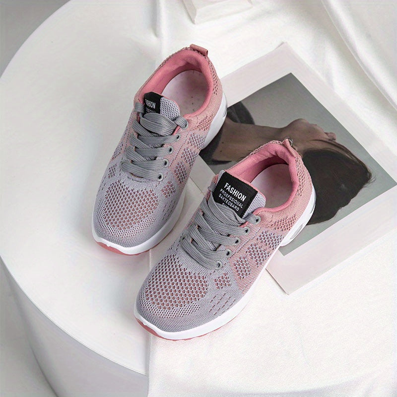 Women's Breathable Mesh Sneakers Low Top Lace Up Running Shoes