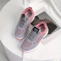 Women's Breathable Mesh Sneakers Low Top Lace Up Running Shoes