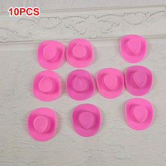 10pcs Toy Cowboy Hat Doll Plastic Hat Multicolor