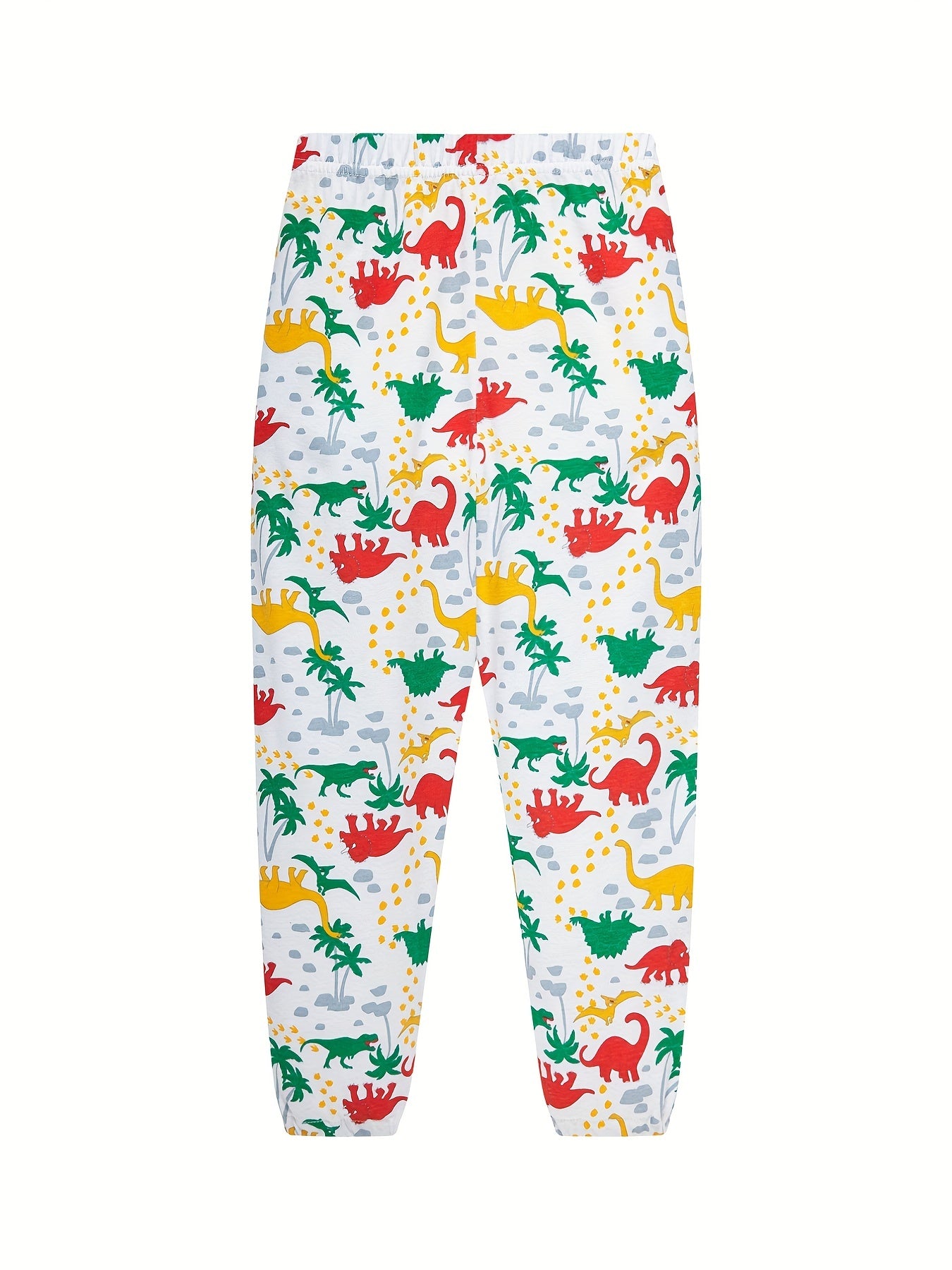 Boys Dinosaur Print Pajamas Set Long Sleeves & Bottoms