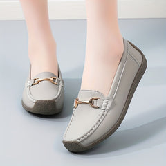 Women's Buckle Decor Flat Loafers Slip On Shoes Casual Flats