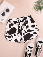 Cow Print Shorts Casual Drawstring Summer Versatile Shorts