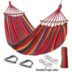 Colorful Stripe Double Hammock with Spreader Bar & Storage Bag