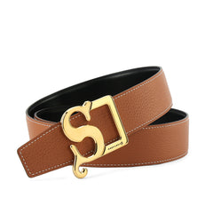 Men's S Buckle Leather Belt Decorative Belt For Outdoor Party