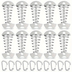 10PCS Fishbone Anchor Pegs w/ Carabiners Aluminum Tie Down Tent Stakes