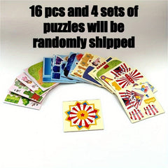 16pcs 3D Paper Puzzle Games for Kids - Educational Farm Castle Ocean Clown