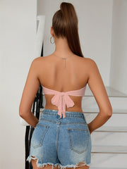 Textured Tube Crop Top Backless Lace Up Top Women's Lingerie