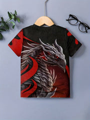 Breathable Dragon Graphic T Shirt for Boys - Summer Outdoor Wear
