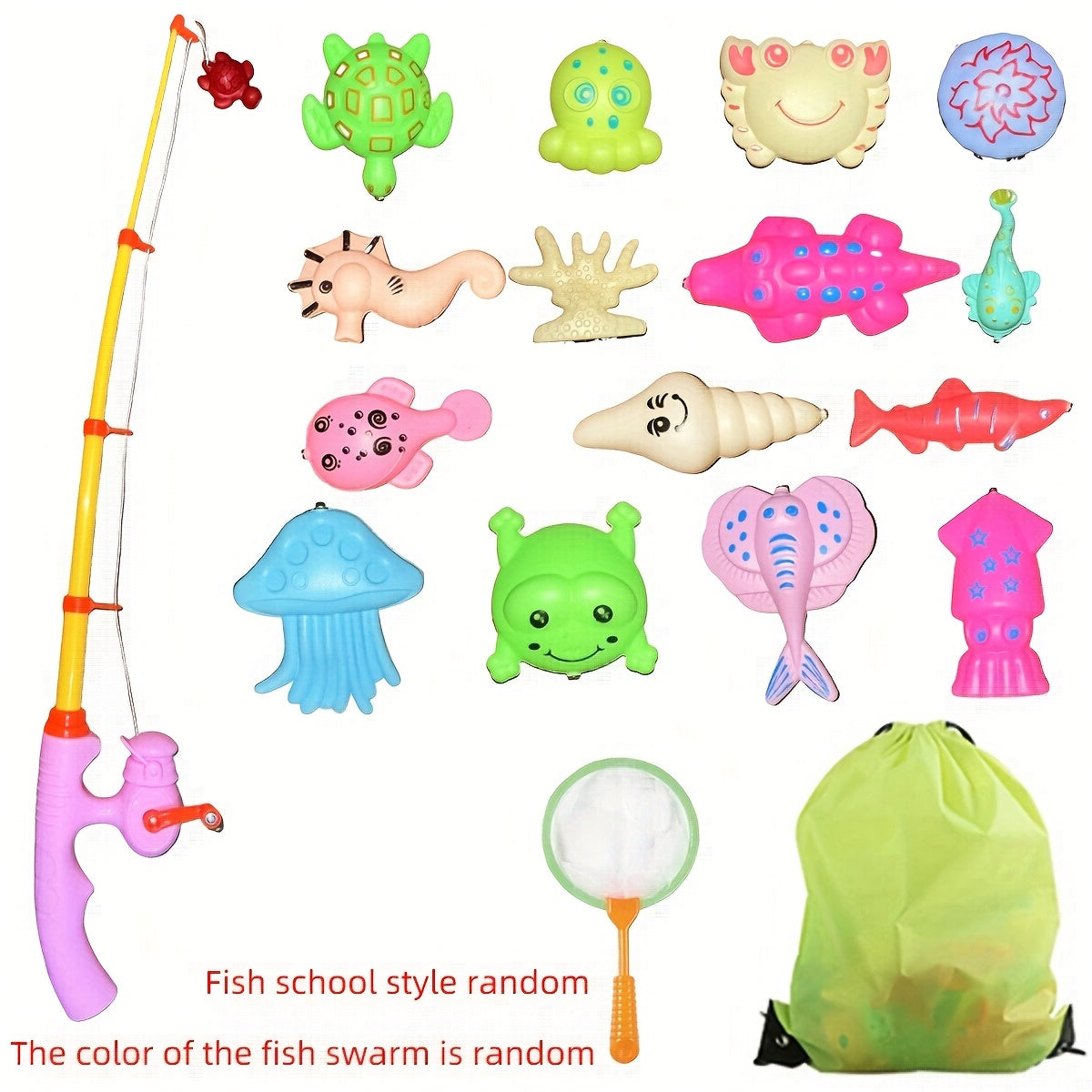 Kids Fishing Toy Bath Set Outdoor Pool Party Game with Rod and Net
