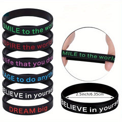 12 Pcs Slogan Rubber Wristband Bracelet 20 32x1 22 Cm