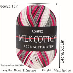 2pcs Milk Cotton Yarn 100 Acrylic Soft Warm Yarn for Crochet Knitting