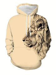 Lion 3d Print Men's Graphic Hoodie Autumn Winter