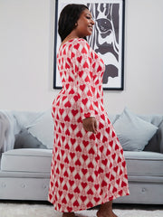 Heart Print Long Sleeve Tee Nightdress