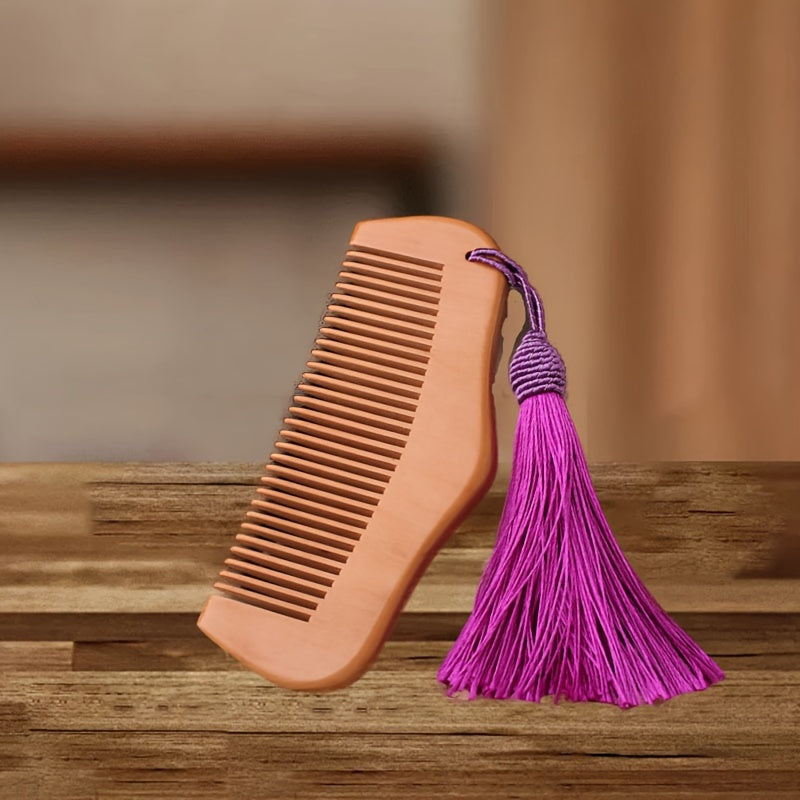 Handcrafted Wooden Hairbrush with Tassel - Hair Massage and Styling