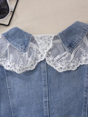 Toddler Girls Lace Spliced Denim Jacket Casual Coat Top