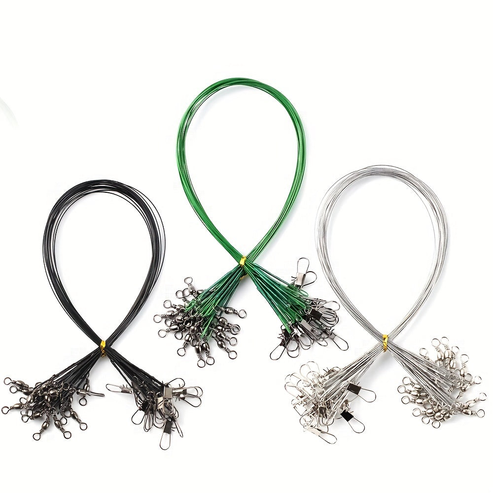20pcs Anti Bite Steel Fishing Line Wire Leader Swivel Lead Core Leash