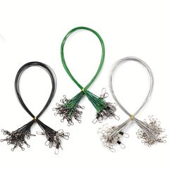 20pcs Anti Bite Steel Fishing Line Wire Leader Swivel Lead Core Leash