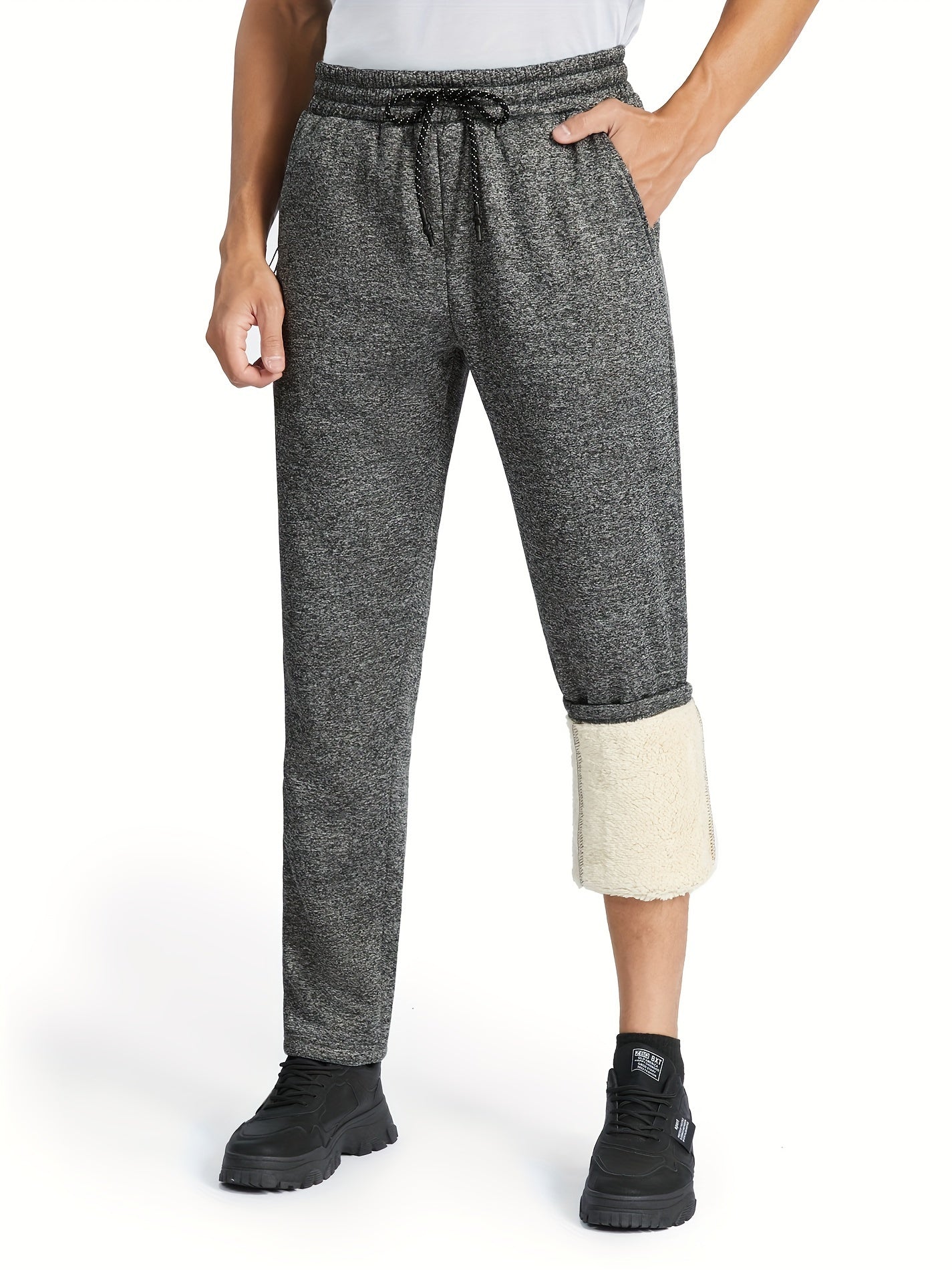Men's Plush Thick Warm Pants for Autumn and Winter