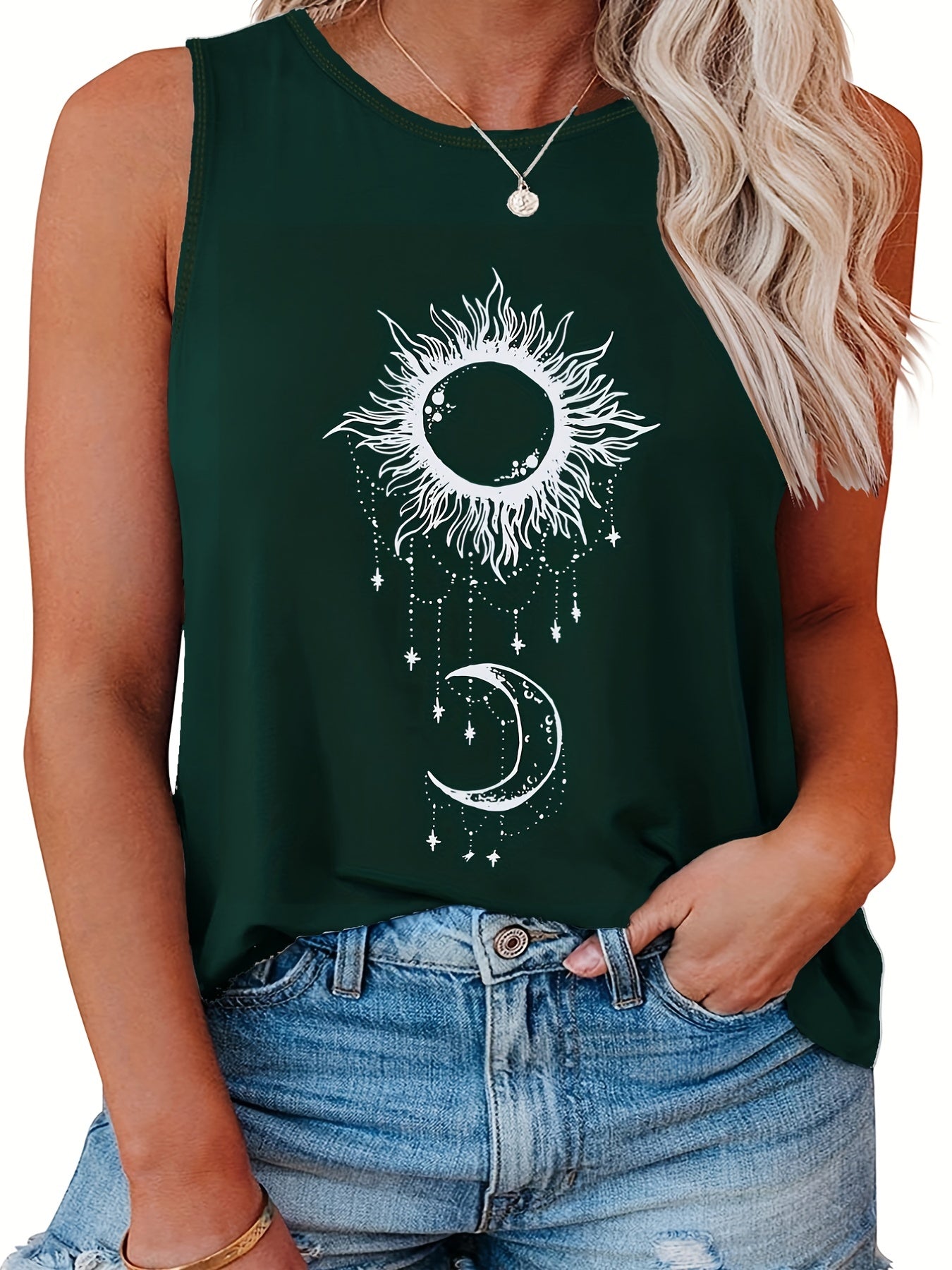 Sun & Moon Print Tank Top