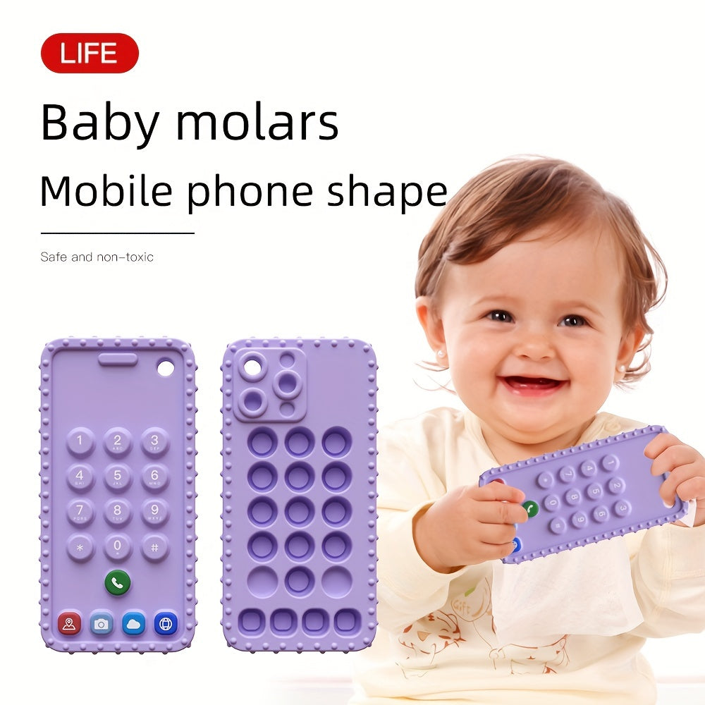 Purple Pink Phone Teether Baby Toy Silicone Anti Drop Mittens