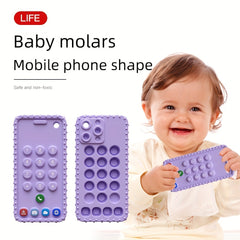 Purple Pink Phone Teether Baby Toy Silicone Anti Drop Mittens