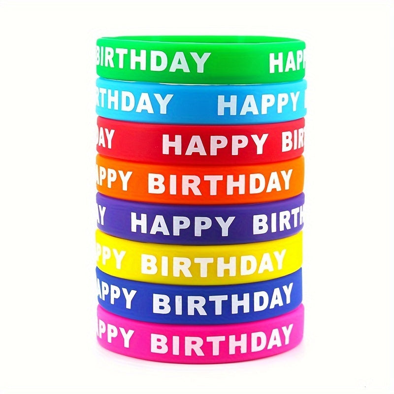 4pcs Colorful Happy Birthday Blessing Sports Wristband