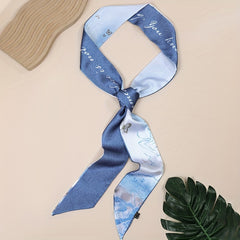 Butterfly Flower Pattern Neckerchief Long Skinny Scarf