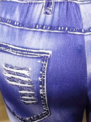 Casual Leggings Women's Plus Tie Dye Denim Print