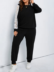 Contrast Lace Top & Joggers Set