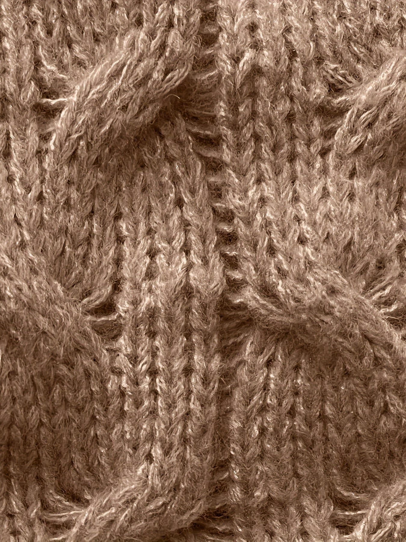 Casual Sweater Solid Cable Knit Long Sleeve V Neck Loose