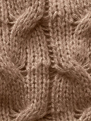 Casual Sweater Solid Cable Knit Long Sleeve V Neck Loose