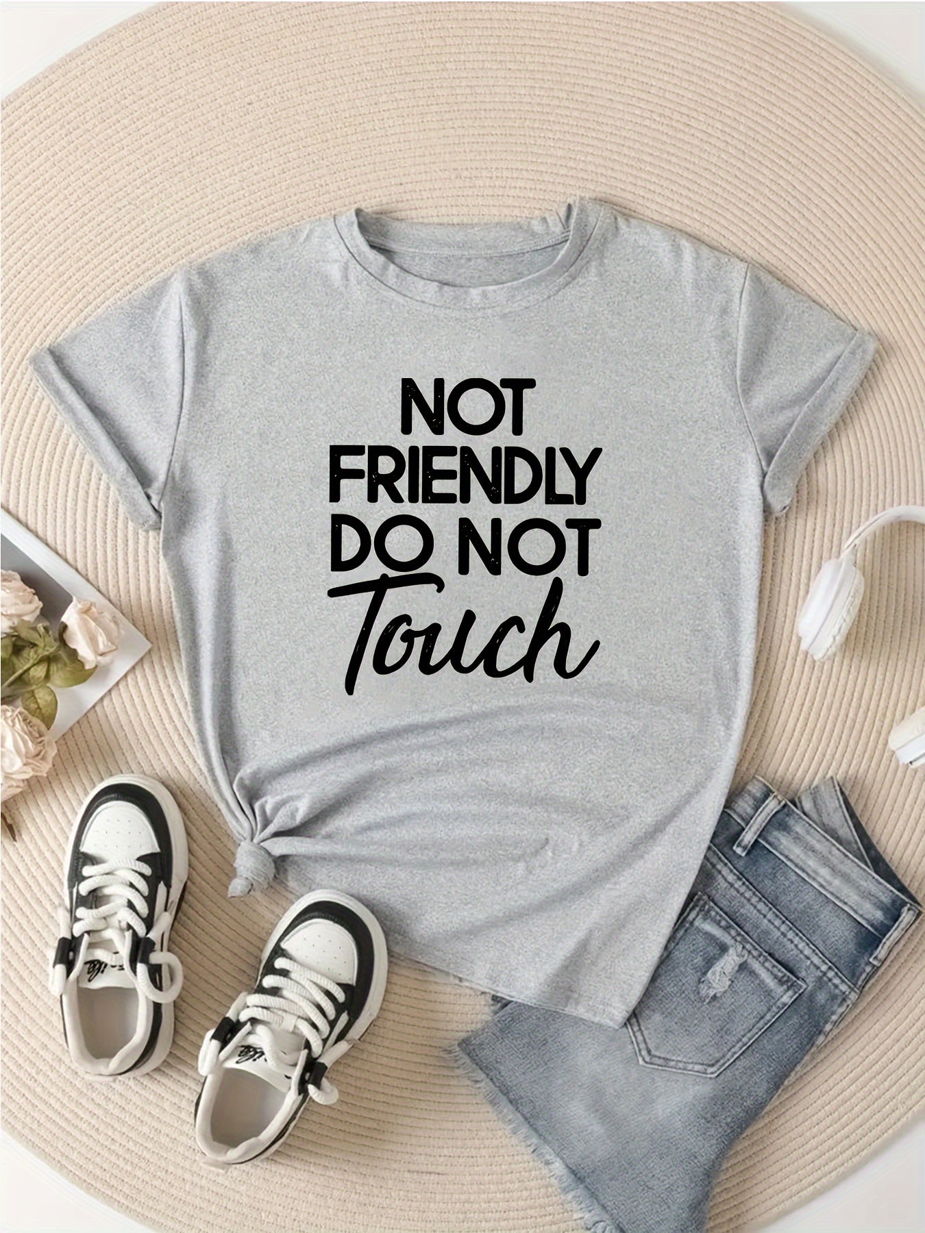 Letter Graphic Sports Round Neck T-shirt Women's Activewear