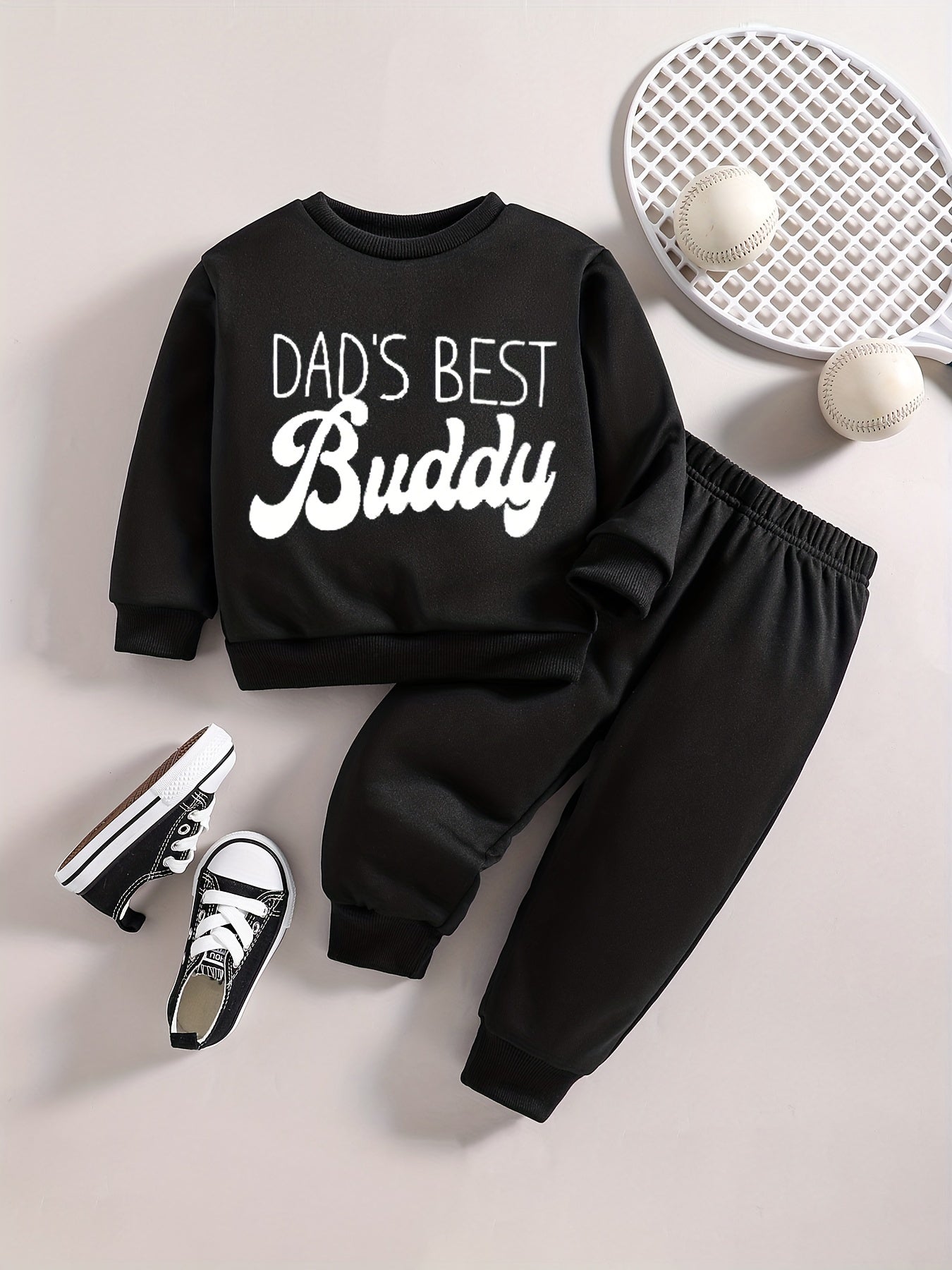 Baby Boy Casual Suit Letter Print Graphic Sweatshirt Pants Set Kids Clothes