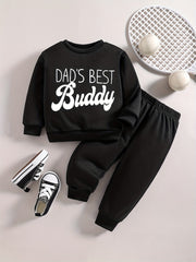Baby Boy Casual Suit Letter Print Graphic Sweatshirt Pants Set Kids Clothes