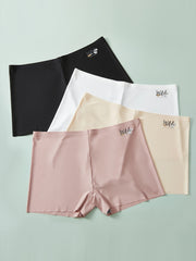 4 Pack Plus Size Seamless High Rise Panties Women's Plus Medium Stretch