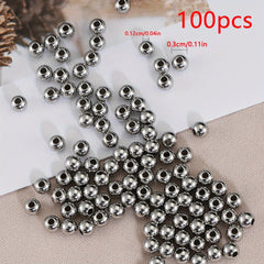100pcs Stainless Steel European Ball Spacer Beads For Jewelry Making Diy