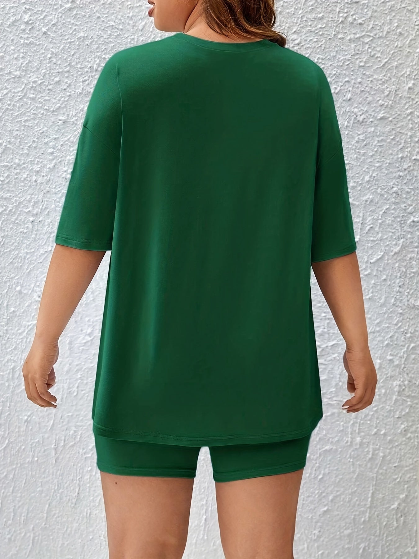 Casual Lounge Set Women's Plus Tee & Biker Shorts 2pc Set